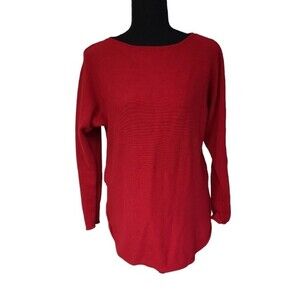 EUC Michael Kors women's boat neckline round bottom zipper accent sweater S red